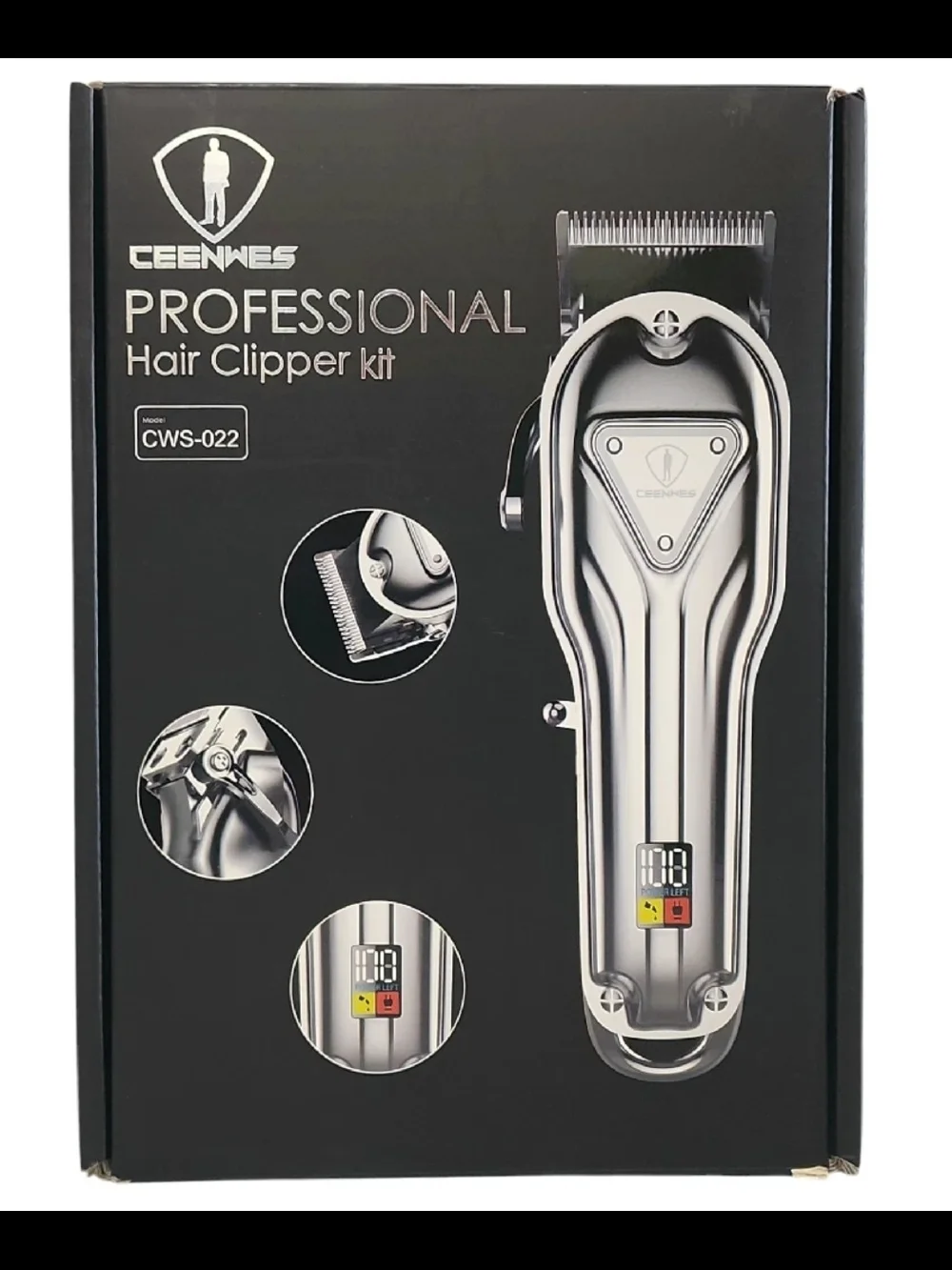 Ceenwes CWS-022 Mens Hair Clipper Grooming Kit, Full Metal Cordless LED Display